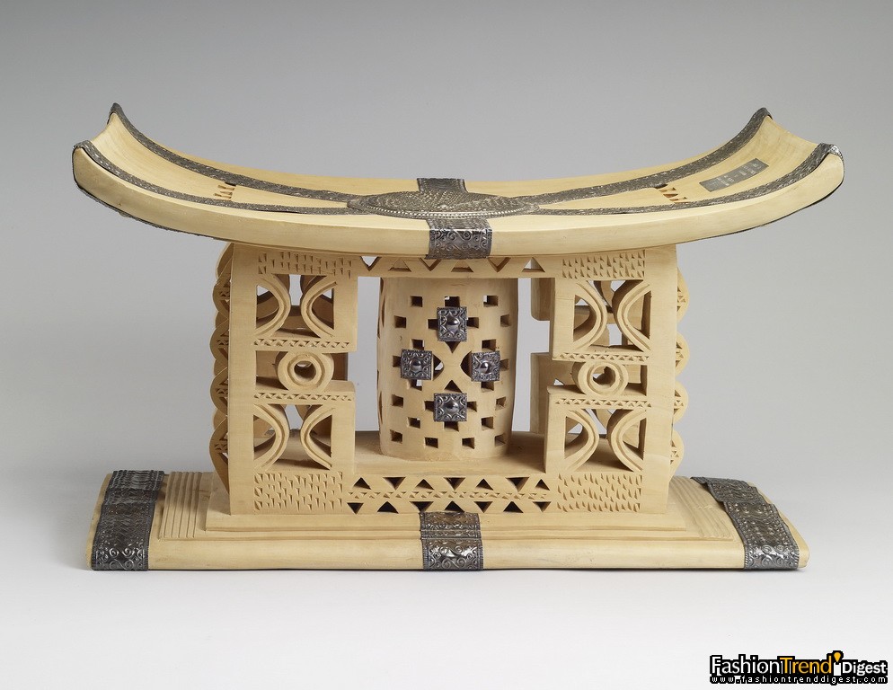 Carved wooden stool presented to The Queen by Otumfuo Wareii Asantehene, King of Ashanti, Ghana, 1972. 
