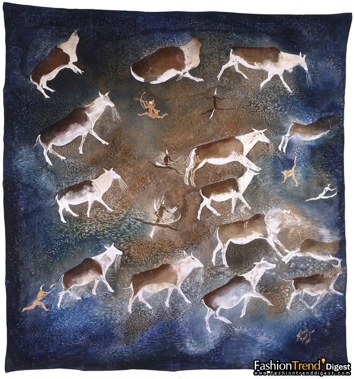 Silk scarf presented to The Queen by President Mandela during the State Visit to South Africa, March 1995. 